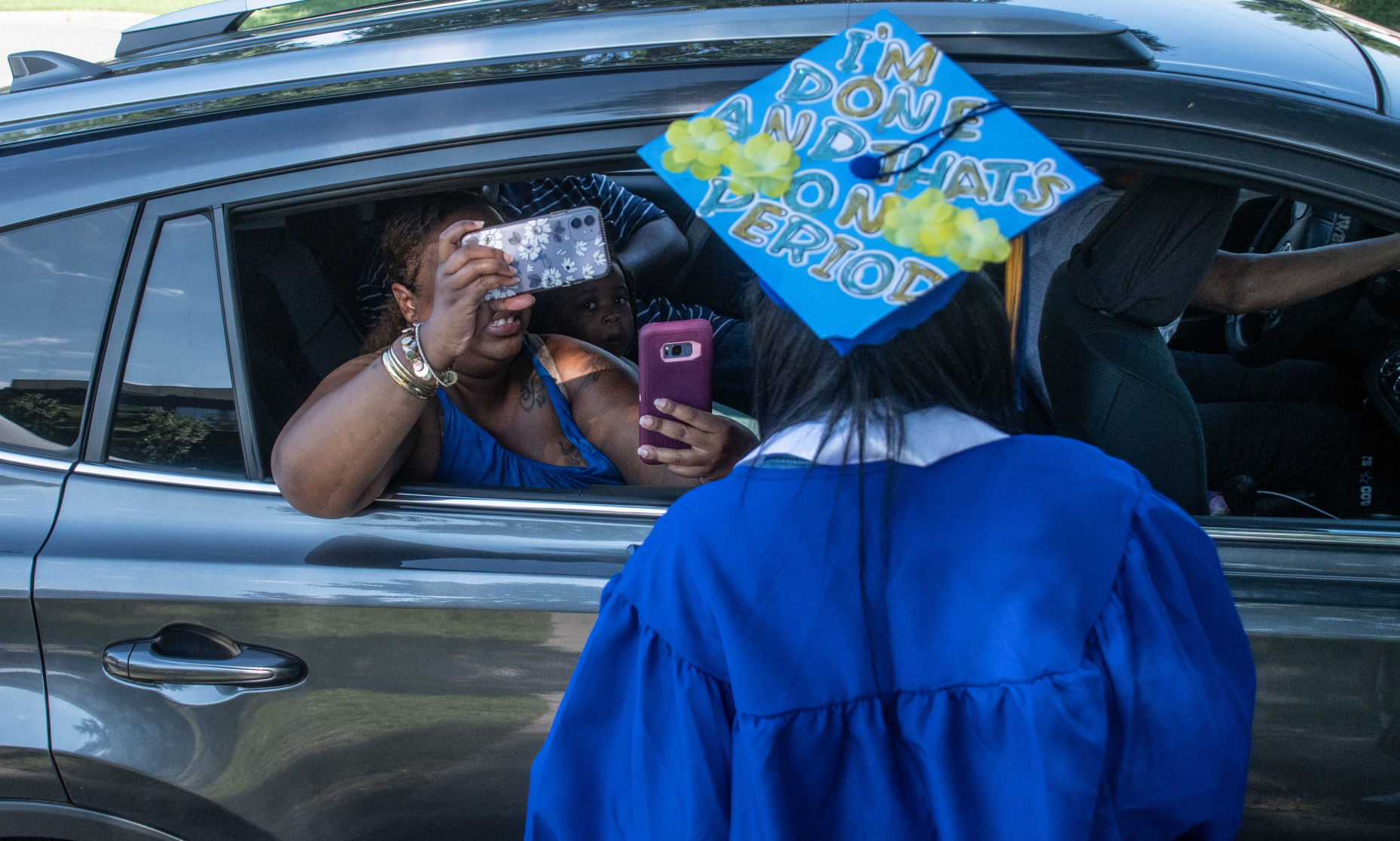 Dudley High School's drive-thru graduation